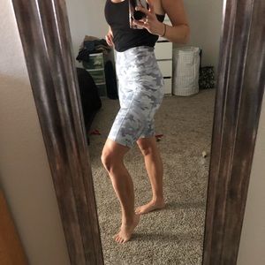 White and grey camo bike shorts